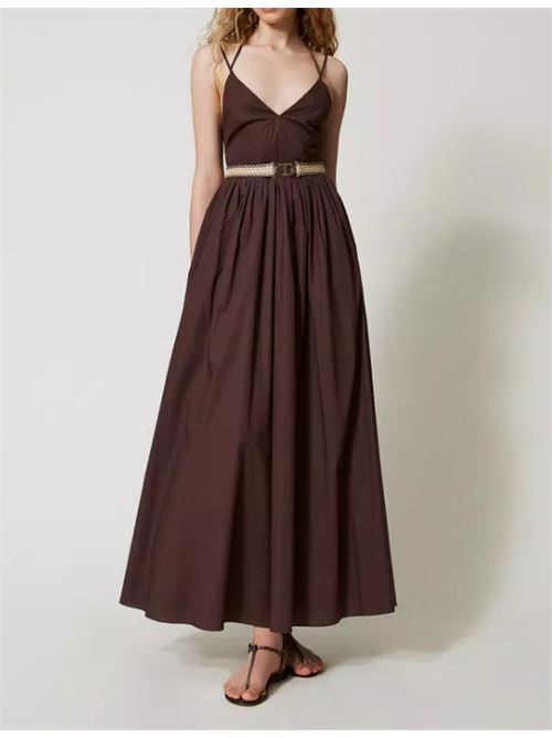 LONG POPLIN DRESS TWIN SET | 251TT210000203 COFFEE
